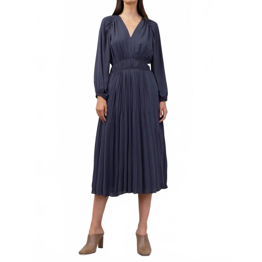 NEW NYLAND marianne pleated midi dress in rouge blush